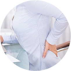 Have a skin condition beneath the breast or back pain;